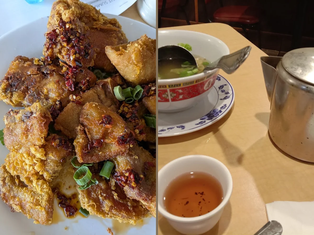 Steaming dim sum on a restaurant table.
